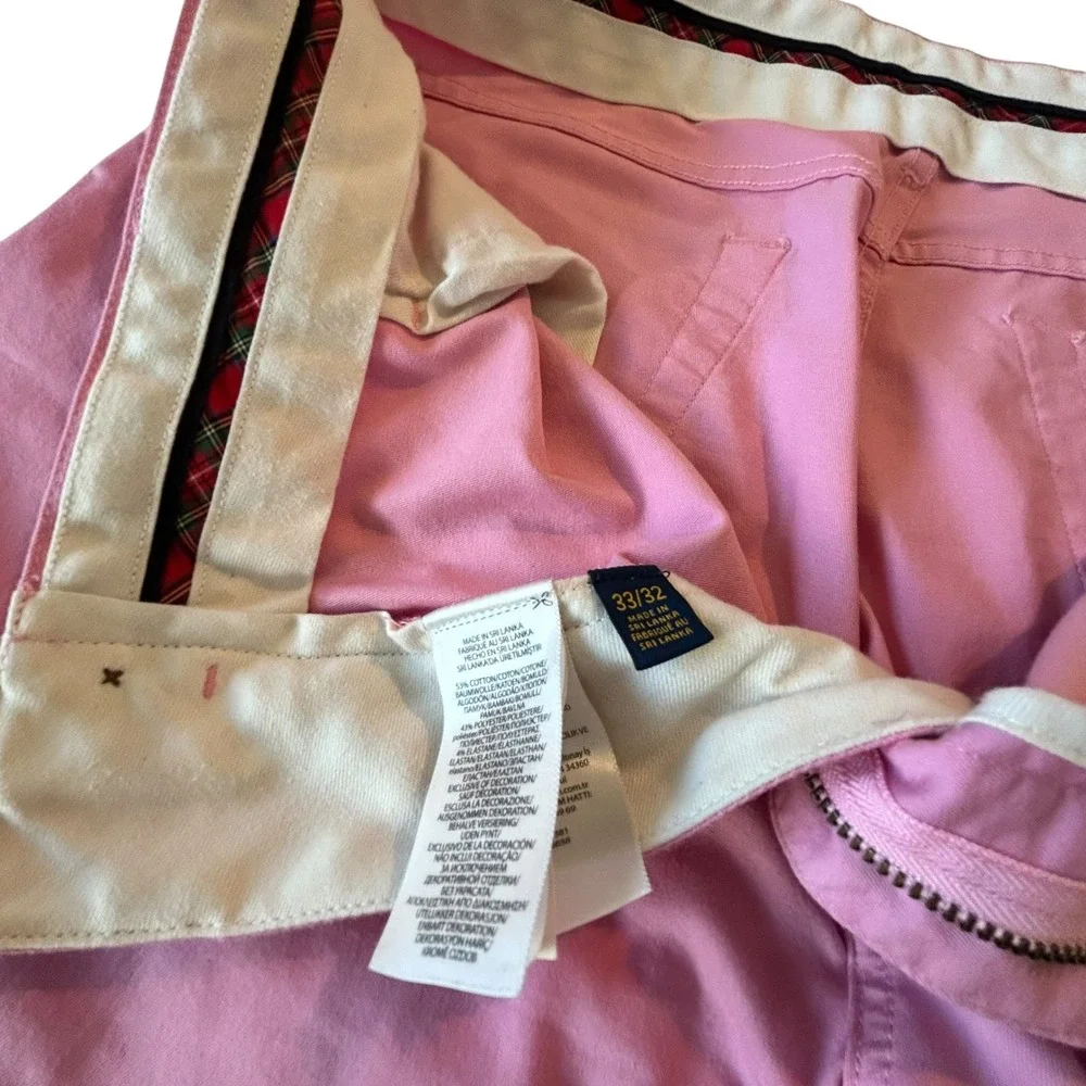 Polo Golf Ralph Lauren Mens Pink Cotton Twill Stretch Tailored Fit Pants 33x32